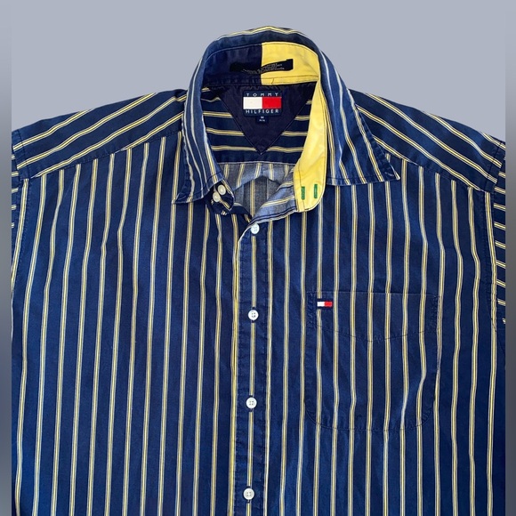 Tommy Hilfiger Men's Blue Striped Button Up Shirt - Picture 3 of 6